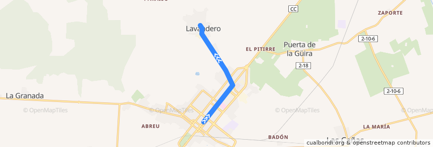 Mapa del recorrido ruta 103 Artemisa => Lavandero de la línea  en Artemisa.