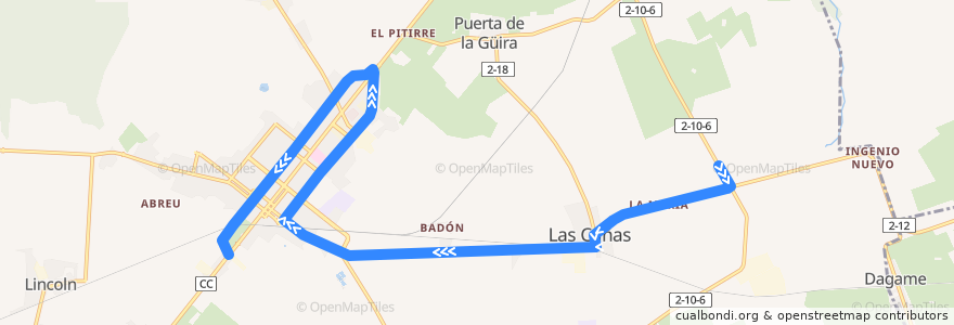 Mapa del recorrido Local 102 Cañas => Ave 41 => Cespedes => Artemisa Base de la línea  en Artemisa.