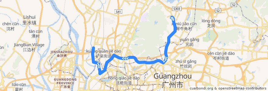 Mapa del recorrido 179路(白云山制药厂总站-上步总站) de la línea  en Guangzhou.