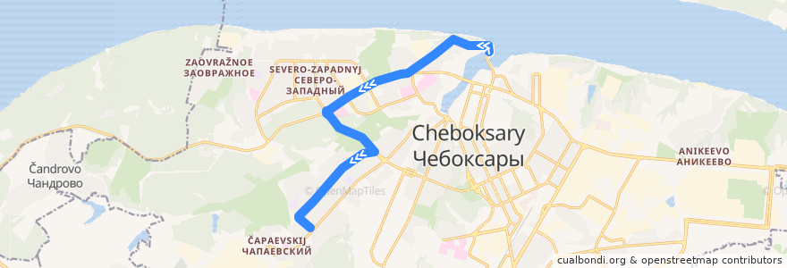 Mapa del recorrido Автобус 22: Cвято-троицкий монастырь - 4-й лицей de la línea  en городской округ Чебоксары.