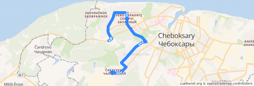 Mapa del recorrido Маршртуное такси 49: ул. Университетская - ПО им В.Чапаева de la línea  en городской округ Чебоксары.