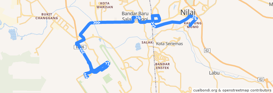 Mapa del recorrido Airport Liner de la línea  en Malezya.