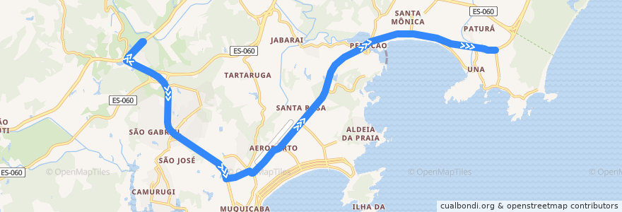 Mapa del recorrido 041 Trevo da BR-101 x Trevo de Setiba via SESC de la línea  en Guarapari.