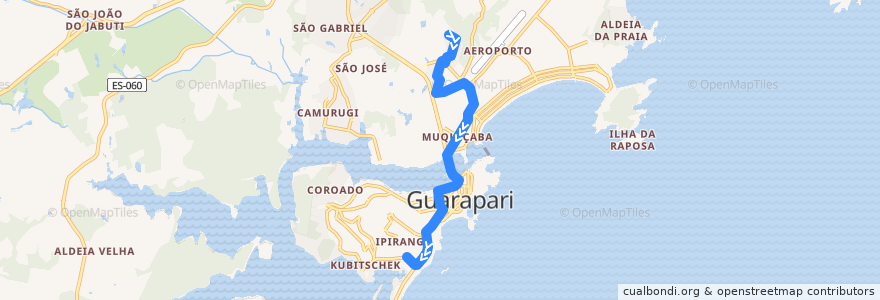 Mapa del recorrido 003 Adalberto Simão Nader x Lagoa Funda x Centro de la línea  en Guarapari.