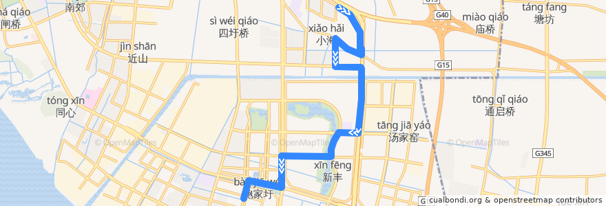 Mapa del recorrido 97路: 小海海尚家园 => 星湖101东 de la línea  en 南通经济技术开发区.