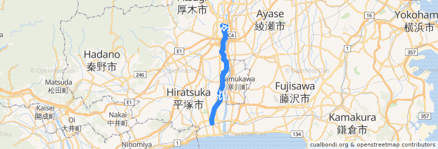 Mapa del recorrido 平塚53系統 de la línea  en 神奈川県.