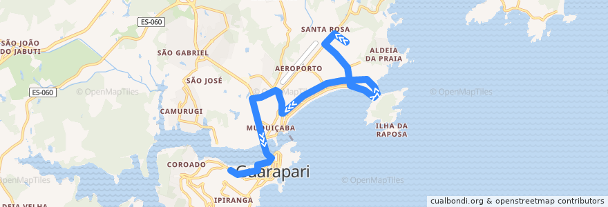 Mapa del recorrido 005 Jardim Boa Vista x Olaria via SESC de la línea  en Guarapari.
