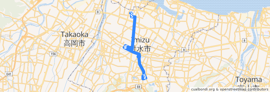 Mapa del recorrido 射水市コミュニティバス0番路線 de la línea  en 射水市.