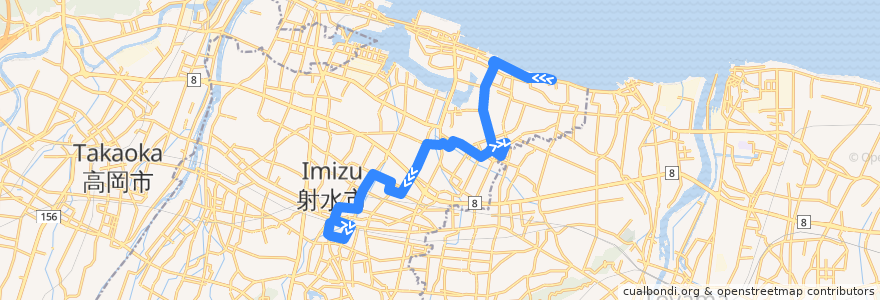 Mapa del recorrido 射水市コミュニティバス16番線 de la línea  en 射水市.