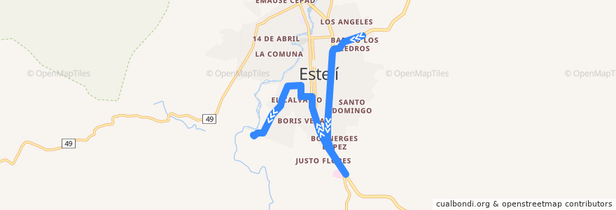 Mapa del recorrido Roba Casa - UNI de la línea  en Estelí.