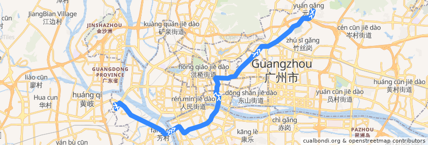 Mapa del recorrido 236路(滘口客运站总站-天河客运站总站) de la línea  en Guangzhou.