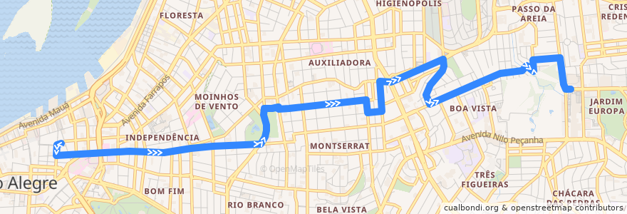 Mapa del recorrido Auxiliadora de la línea  en پورتو الگره.