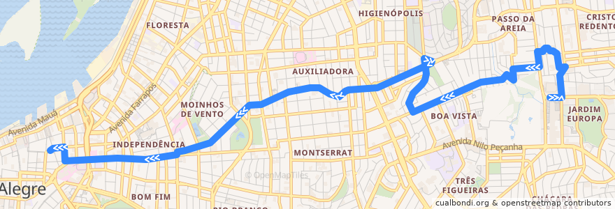 Mapa del recorrido Auxiliadora de la línea  en پورتو الگره.