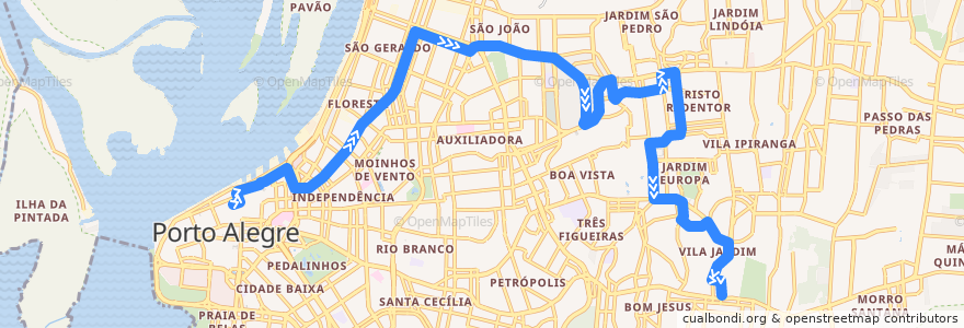 Mapa del recorrido Hospital Conceição / Iguatemi de la línea  en Porto Alegre.