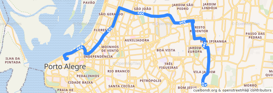 Mapa del recorrido Hospital Conceição / Vila Ipiranga de la línea  en Porto Alegre.