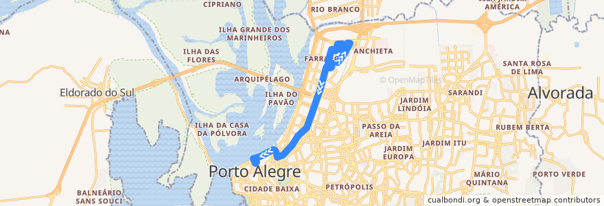 Mapa del recorrido Humaitá de la línea  en Porto Alegre.