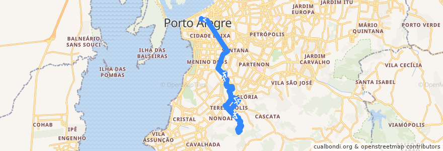 Mapa del recorrido Medianeira / Morro São Caetano de la línea  en Porto Alegre.