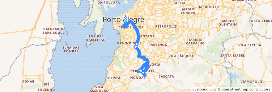 Mapa del recorrido Medianeira de la línea  en Porto Alegre.