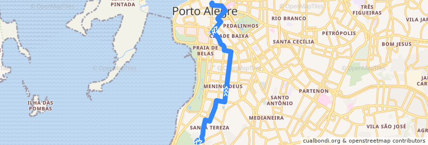 Mapa del recorrido Menino Deus via José do Patrocinio de la línea  en Porto Alegre.