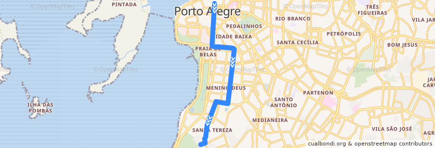 Mapa del recorrido Menino Deus de la línea  en Porto Alegre.