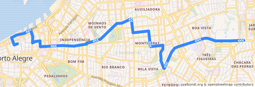 Mapa del recorrido Montserrat via Anita de la línea  en 포르투알레그리.