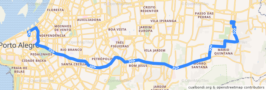 Mapa del recorrido Petrópolis / FAPA de la línea  en 포르투알레그리.