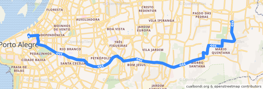 Mapa del recorrido Petrópolis / FAPA de la línea  en پورتو الگره.