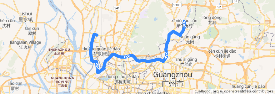 Mapa del recorrido 241路[同德围(丽康居)总站-金湖雅苑总站] de la línea  en Cantão.