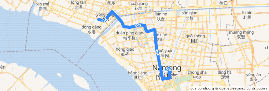 Mapa del recorrido 79路: 市行政中心 => 港闸区政府 de la línea  en District de Chongchuan.