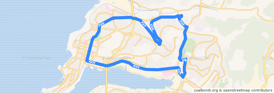 Mapa del recorrido Автобус 54А: Луговая - Центр - 1-я Речка - Баляева - Луговая de la línea  en Владивостокский городской округ.