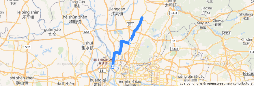 Mapa del recorrido 259路[罗冲围(松南路)总站-嘉禾长湴总站] de la línea  en District de Baiyun.