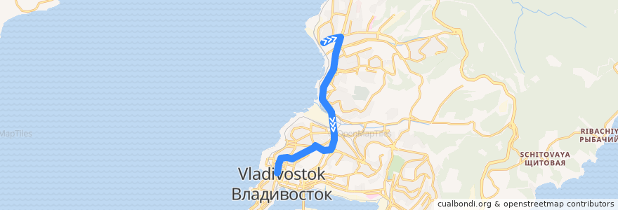 Mapa del recorrido Автобус 23: Автовокзал - Семёновская de la línea  en Владивостокский городской округ.