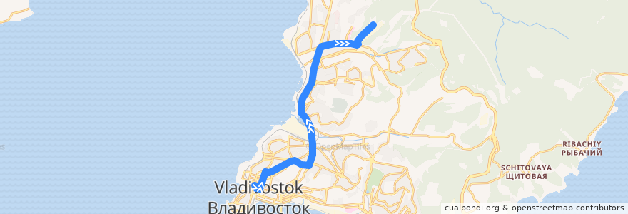 Mapa del recorrido Автобус 40: Семёновская - Завод "Варяг" de la línea  en Владивостокский городской округ.