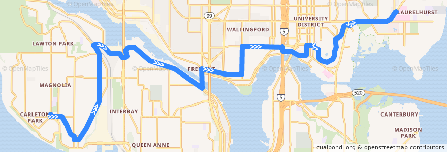 Mapa del recorrido Metro Route 31: University District de la línea  en Seattle.