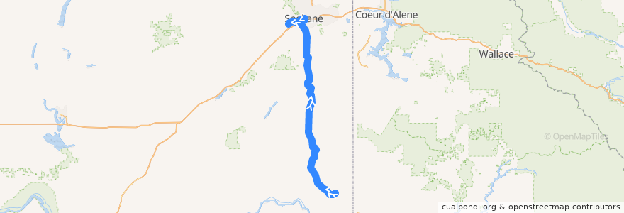 Mapa del recorrido NWT 735 de la línea  en Washington.