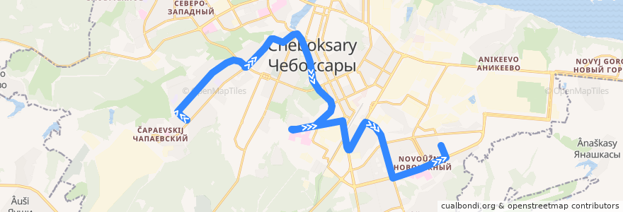 Mapa del recorrido Автобус 5: Лицей №4 - ул. Кадыкова de la línea  en городской округ Чебоксары.