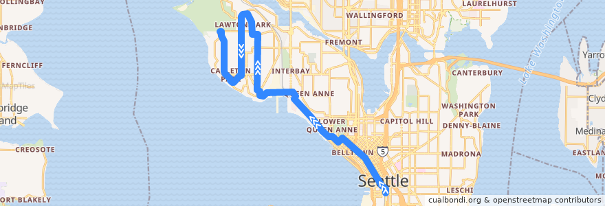 Mapa del recorrido Metro Route 24: West Magnolia de la línea  en Seattle.