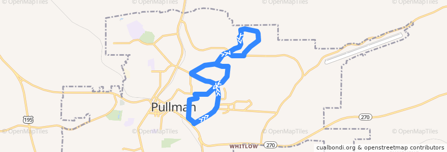 Mapa del recorrido Grey Express de la línea  en Pullman.