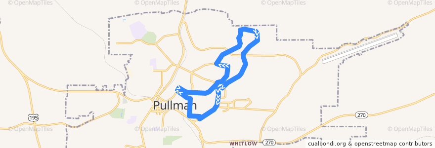Mapa del recorrido Crimson Express de la línea  en Pullman.