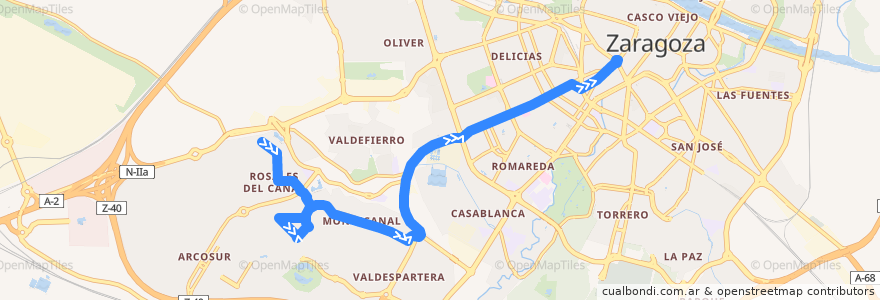 Mapa del recorrido Bus 41: Rosales del Canal => Puerta del Carmen de la línea  en Zaragoza.