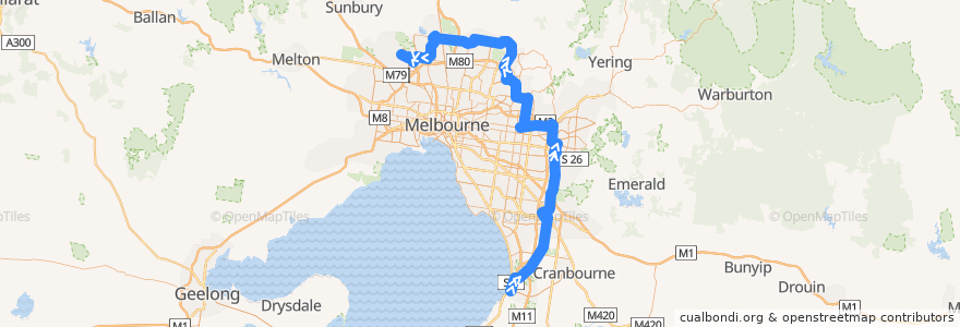 Mapa del recorrido Bus 901: Frankston railway station => Melbourne Airport de la línea  en Melbourne.