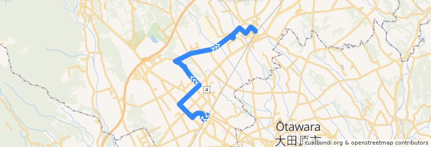 Mapa del recorrido 那須塩原市ゆーバス西那須野線 西那須野駅⇒国際医療福祉大学病院・イオンタウン⇒那須塩原駅 de la línea  en 那須塩原市.