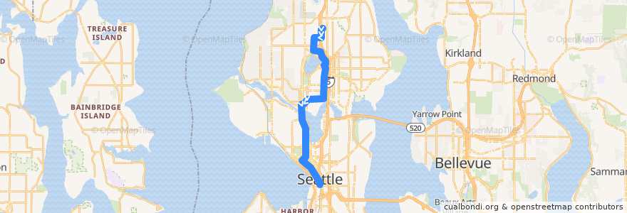 Mapa del recorrido Metro Route 26: Downtown Seattle (via 92nd Street) de la línea  en Seattle.