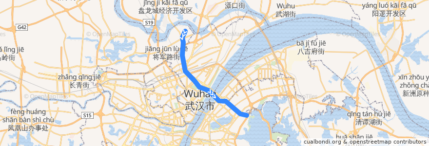 Mapa del recorrido 武汉地铁8号线 de la línea  en Wuhan.