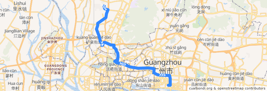 Mapa del recorrido 278路[汇侨新城总站-兴民路(天汇广场)总站] de la línea  en گوانگ‌ژو.