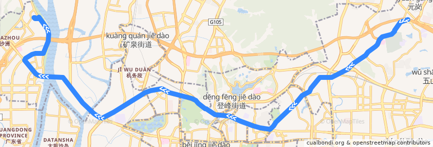 Mapa del recorrido 290路[天河客运站总站-金沙洲(涛乐街)总站] de la línea  en گوانگ‌ژو.