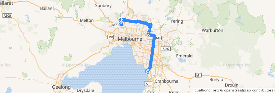 Mapa del recorrido Bus 902: Chelsea railway station => Airport West Shopping Centre de la línea  en Melbourne.