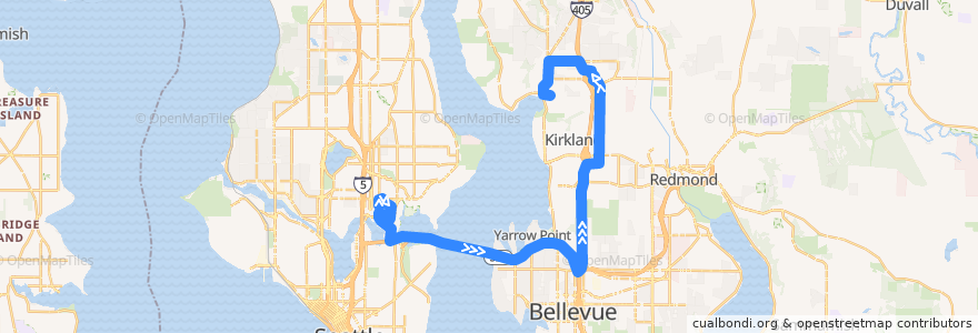 Mapa del recorrido Metro Route 277: Juanita de la línea  en King County.