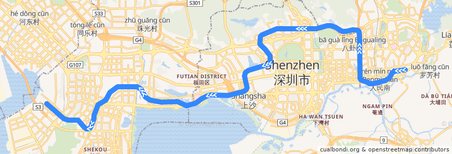 Mapa del recorrido 9号线 Line 9（梅林线 Meilin Line） de la línea  en 深圳市.