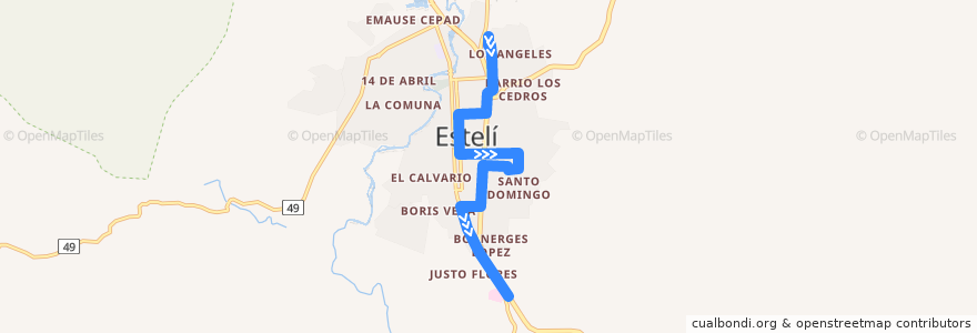 Mapa del recorrido Sandino - Hospital de la línea  en Estelí.